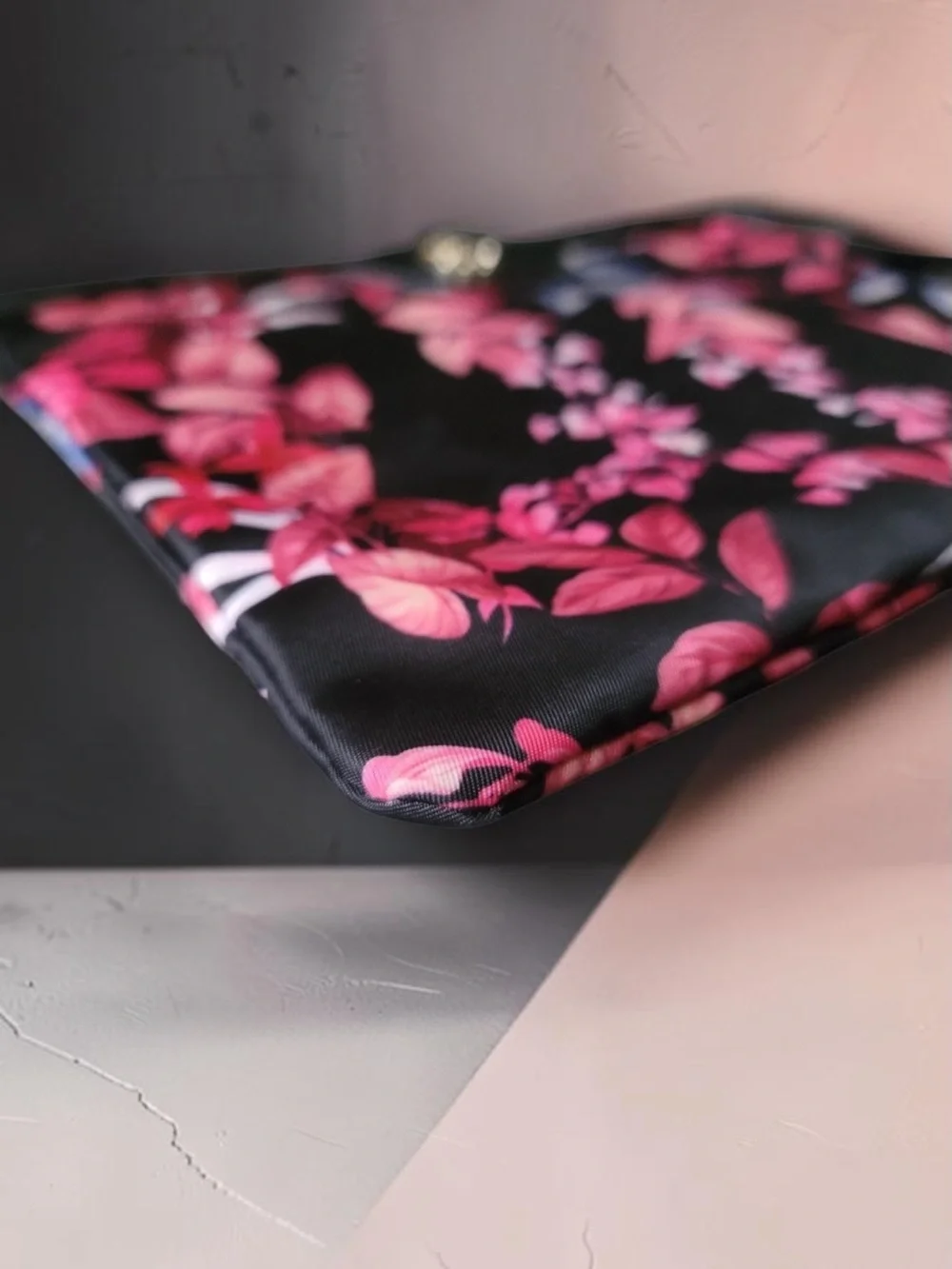 Tommy Bahama Black Wristlet Clutch with Pink Floral Print